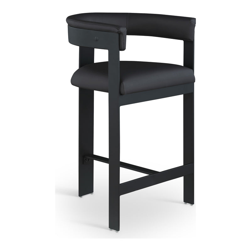 Romeo Vegan Leather Upholstered Counter Stool in Black