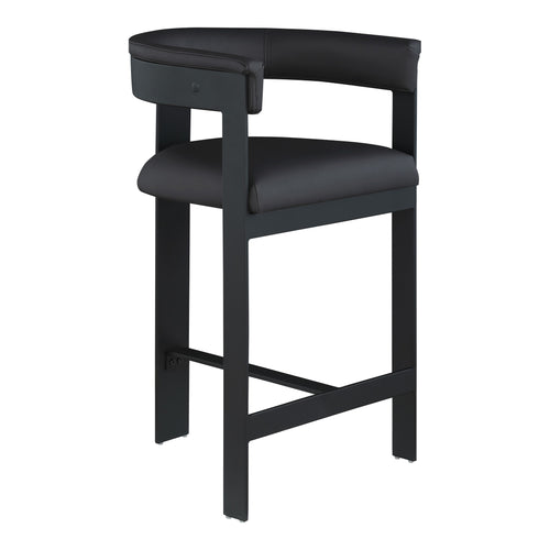Romeo Vegan Leather Upholstered Counter Stool in Black