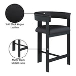 Romeo Vegan Leather Upholstered Counter Stool in Black