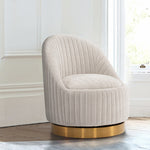 Leela Chenille Swivel Lounge Chair in Cream