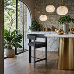 Romeo Vegan Leather Upholstered Counter Stool in Black