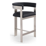 Romeo Vegan Leather Upholstered Counter Stool in Black