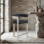 Romeo Vegan Leather Upholstered Counter Stool in Black