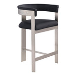 Romeo Vegan Leather Upholstered Counter Stool in Black