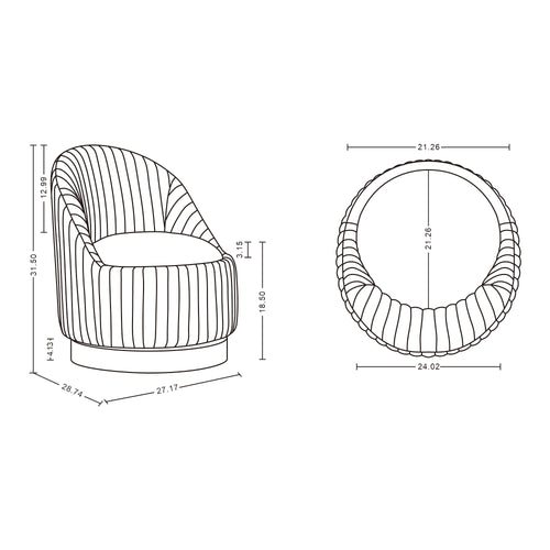 Leela Chenille Swivel Lounge Chair in Cream
