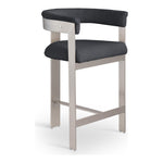 Romeo Vegan Leather Upholstered Counter Stool in Black