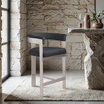 Romeo Vegan Leather Upholstered Counter Stool in Black