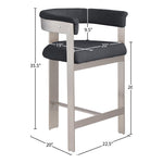 Romeo Vegan Leather Upholstered Counter Stool in Black