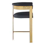 Romeo Vegan Leather Upholstered Counter Stool in Black