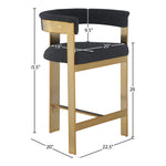 Romeo Vegan Leather Upholstered Counter Stool in Black