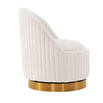 Leela Chenille Swivel Lounge Chair in Cream