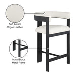 Romeo Vegan Leather Upholstered Counter Stool in Cream