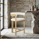 Romeo Vegan Leather Upholstered Counter Stool in Cream