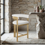 Romeo Vegan Leather Upholstered Counter Stool in Cream