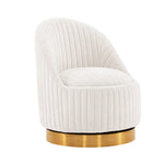 Leela Chenille Swivel Lounge Chair in Cream