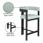 Romeo Vegan Leather Upholstered Counter Stool in Mint Green