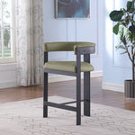 Romeo Vegan Leather Upholstered Counter Stool in Olive Green