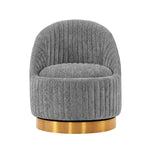 Leela Chenille Swivel Lounge Chair in Gray