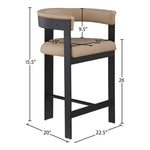 Romeo Vegan Leather Upholstered Counter Stool in Tan