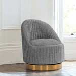 Leela Chenille Swivel Lounge Chair in Gray