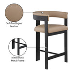 Romeo Vegan Leather Upholstered Counter Stool in Tan