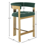 Romeo Vegan Leather Upholstered Counter Stool in Green