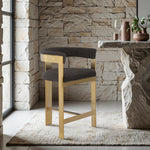 Romeo Vegan Leather Upholstered Counter Stool in Brown