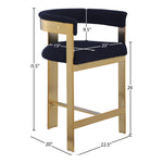 Romeo Vegan Leather Upholstered Counter Stool in Navy