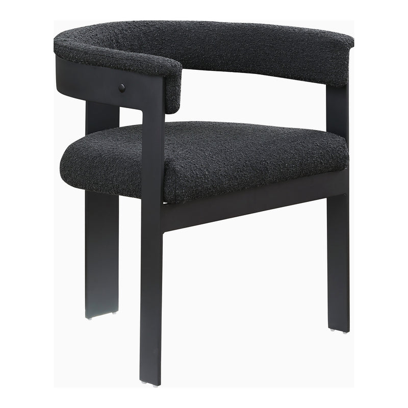 Romeo Boucle Fabric Upholstered Dining Chair in Black