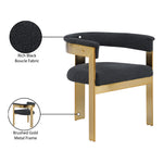 Romeo Boucle Fabric Upholstered Dining Chair in Black