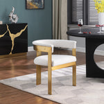 Romeo Boucle Fabric Upholstered Dining Chair in Cream
