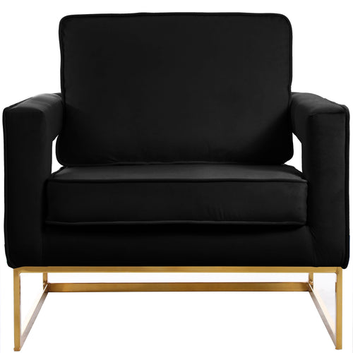 Noah Velvet Upholstered Accent Chair (511-) in Black