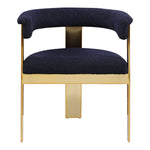Romeo Boucle Fabric Upholstered Dining Chair in Navy