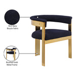 Romeo Boucle Fabric Upholstered Dining Chair in Navy