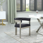 Romeo Vegan Leather Upholstered Dining Chair in Black