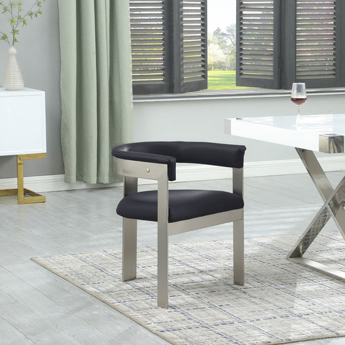 Romeo Vegan Leather Upholstered Dining Chair in Black