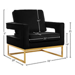 Noah Velvet Upholstered Accent Chair (511-) in Black
