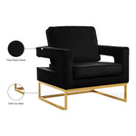 Noah Velvet Upholstered Accent Chair (511-) in Black