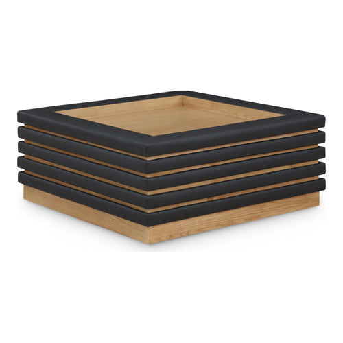 Rory Vegan Leather And Oak Veneer Coffee Table in Black