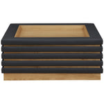 Rory Vegan Leather And Oak Veneer Coffee Table in Black