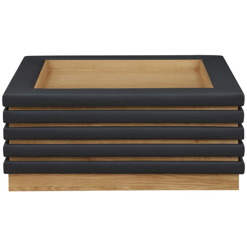 Rory Vegan Leather And Oak Veneer Coffee Table in Black