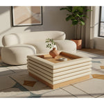 Rory Vegan Leather And Oak Veneer Coffee Table in Cream
