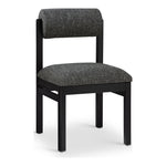 Roundhill Linen Textured Fabric Upholstered Dining Chair in Black