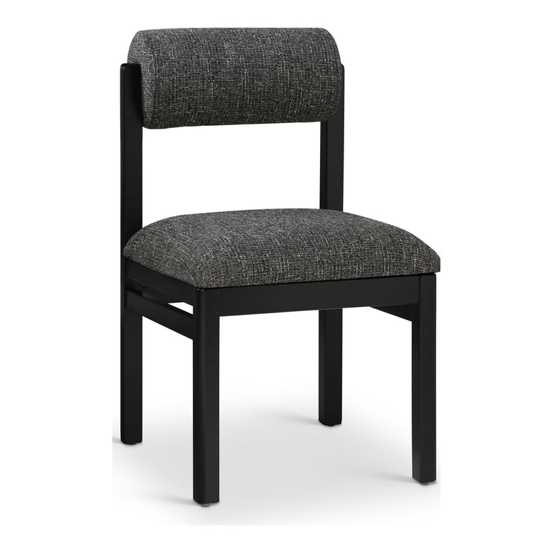 Roundhill Linen Textured Fabric Upholstered Dining Chair in Black