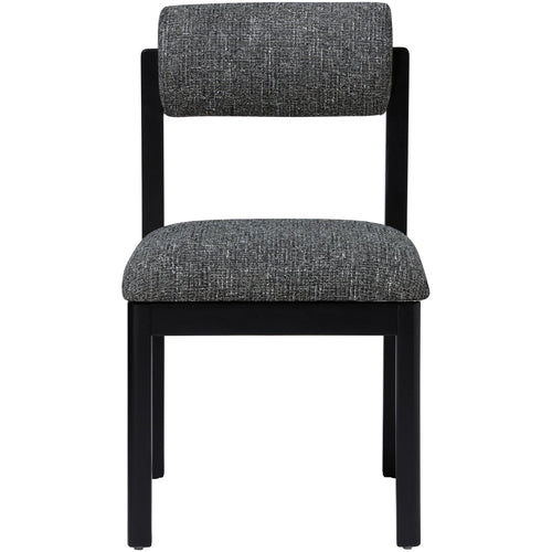 Roundhill Linen Textured Fabric Upholstered Dining Chair in Black