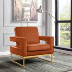 Noah Velvet Upholstered Accent Chair (511-) in Cognac