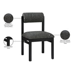 Roundhill Linen Textured Fabric Upholstered Dining Chair in Black