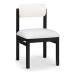Roundhill Linen Textured Fabric Upholstered Dining Chair in Cream
