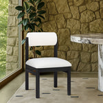 Roundhill Linen Textured Fabric Upholstered Dining Chair in Cream