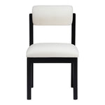 Roundhill Linen Textured Fabric Upholstered Dining Chair in Cream